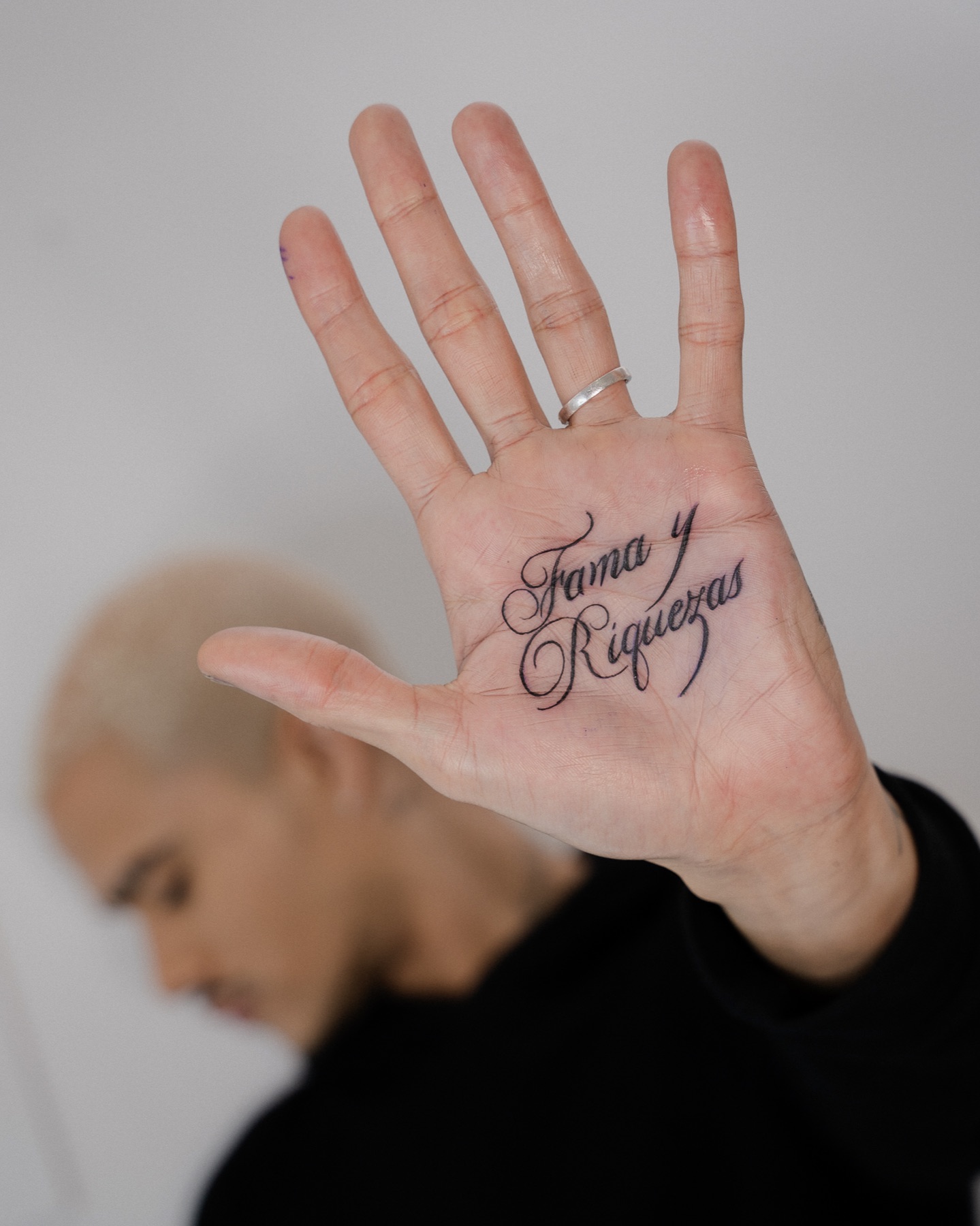 Lettering tattoo on the palm
